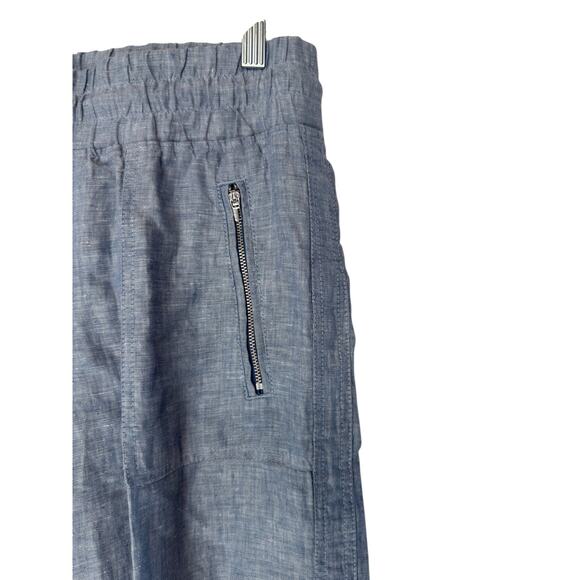 Athleta Blue Coastal Cabo Linen Wide Leg Pants Lagenlook Beachy Basic Size 4 - Picture 6 of 14